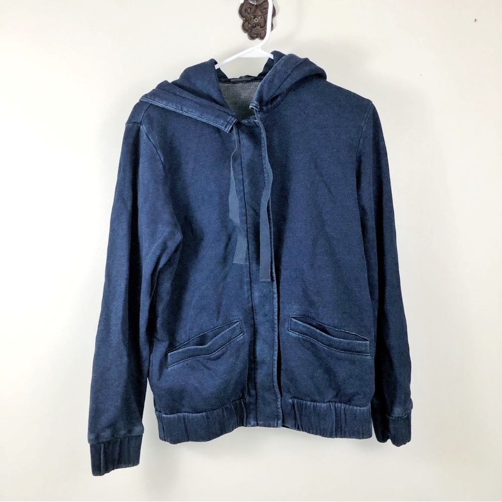 AG Adriano Goldschmied Women’s Zip Up Hooded Sweatshirt Navy Blue Small